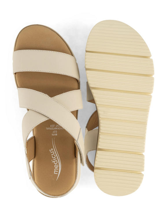 Beige leren comfort sandaal