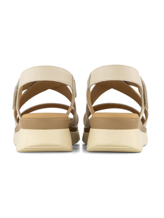 Beige leren comfort sandaal