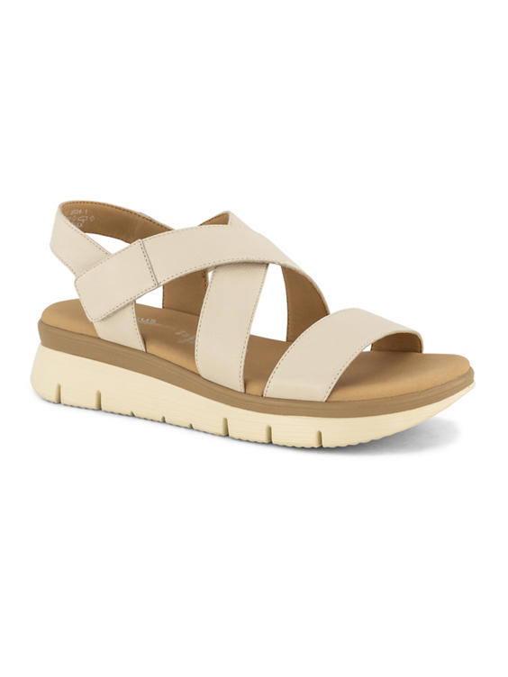 Beige leren comfort sandaal