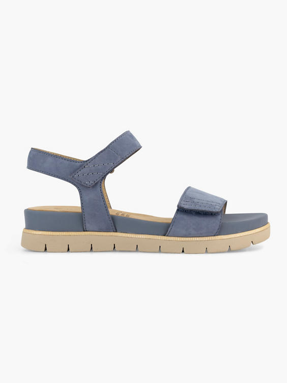 Blauwe leren comfort sandaal