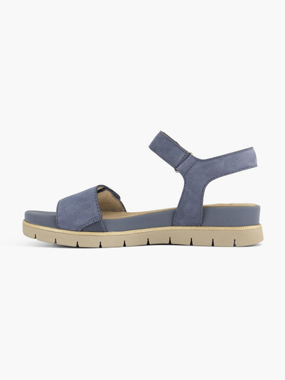 Blauwe leren comfort sandaal