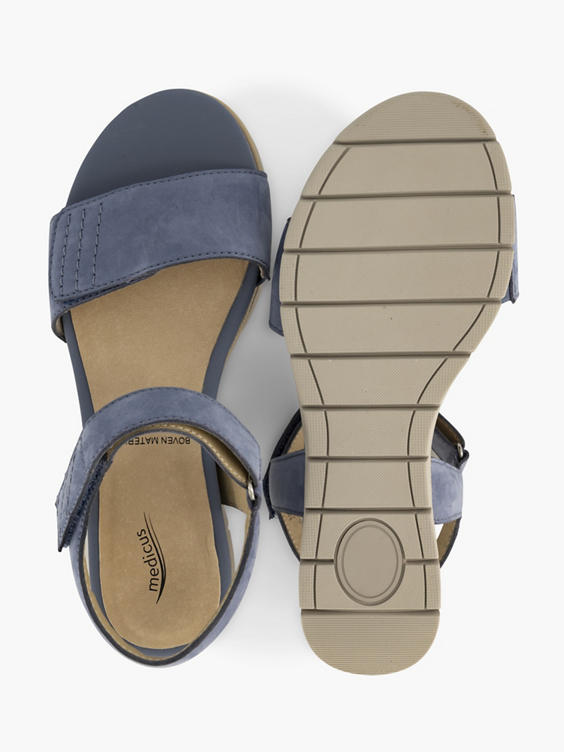 Blauwe leren comfort sandaal