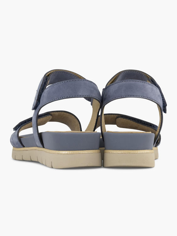 Blauwe leren comfort sandaal