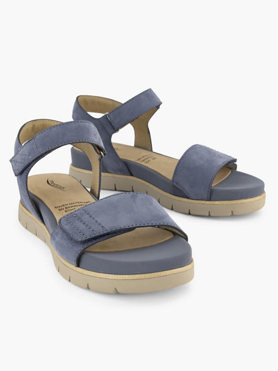 Blauwe leren comfort sandaal