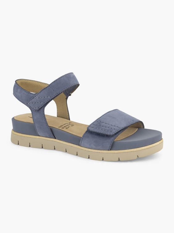 Blauwe leren comfort sandaal