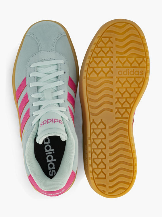 Lichtgrijze leren platform sneaker VL COURT BOLD