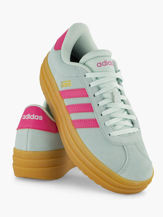 Lichtgrijze leren platform sneaker VL COURT BOLD