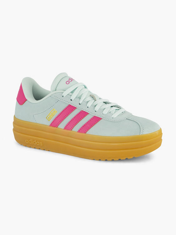 Lichtgrijze leren platform sneaker VL COURT BOLD