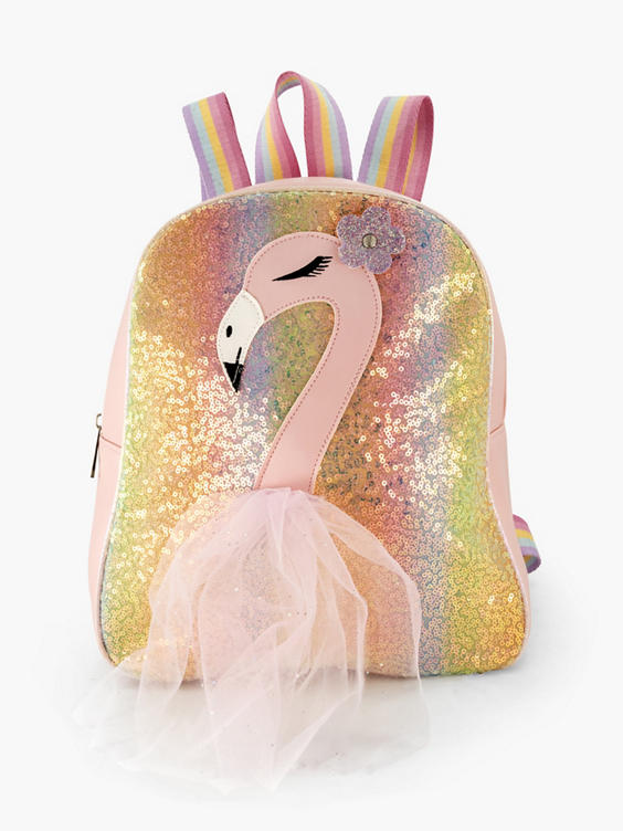 Gouden rugzak flamingo