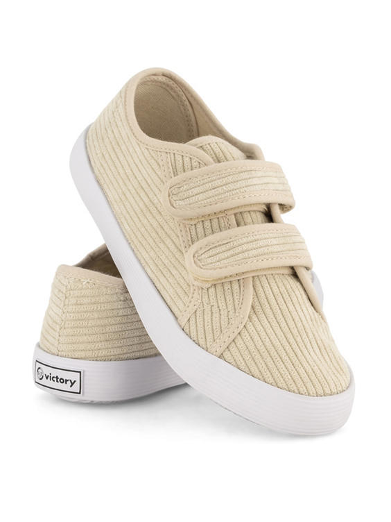 Beige canvas sneaker klittenband 