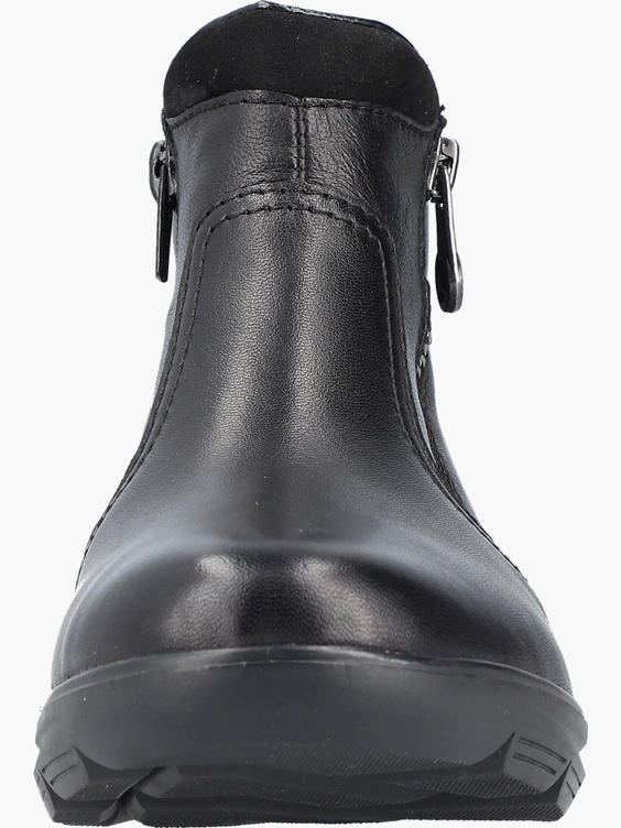Rieker Stivaletti Corti Donna In Nero - Modello A Metà Polpaccio, Chiusura Con Lacci, Tacco Piatto 3,9 Cm