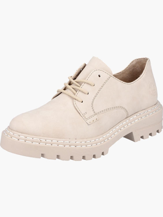 Rieker Damen Schnürschuhe N8103 – Beige, Mit Reißverschluss, Leichte Sohle, Extraweite H, Herausnehmbare Einlegesohle