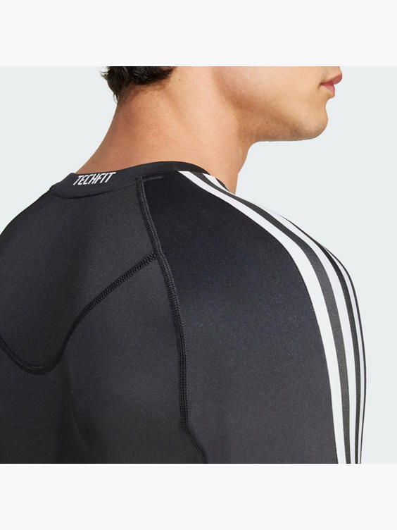 adidas TECHFIT Compression Training 3 Streifen Longsleeve in schwarz DEICHMANN